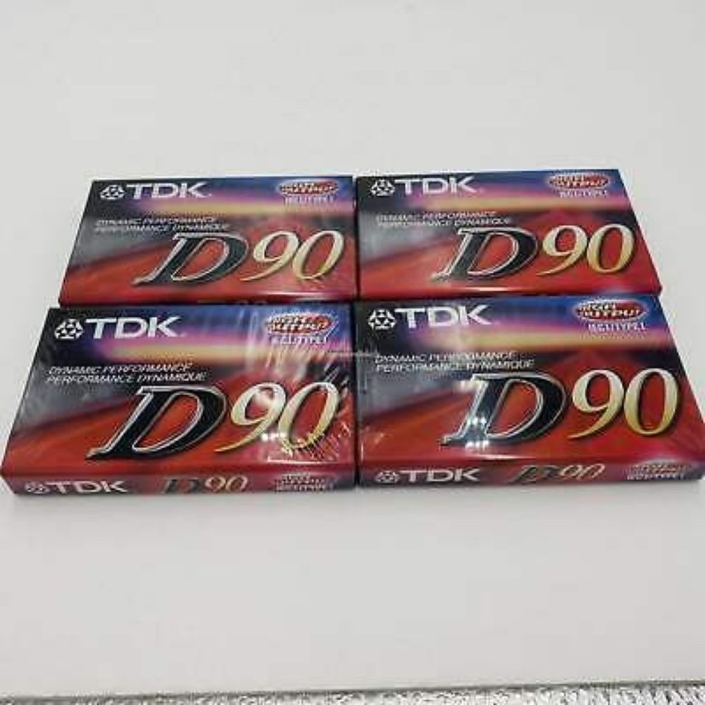 TDK D90 High Output Dynamic Performance Blank Cassette Tapes Lot of 4 New Sealed